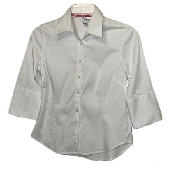 Lilly Pulitzer White Button Up Blouse Shirt Womens Size 2 Classic Preppy - Picture 1 of 8
